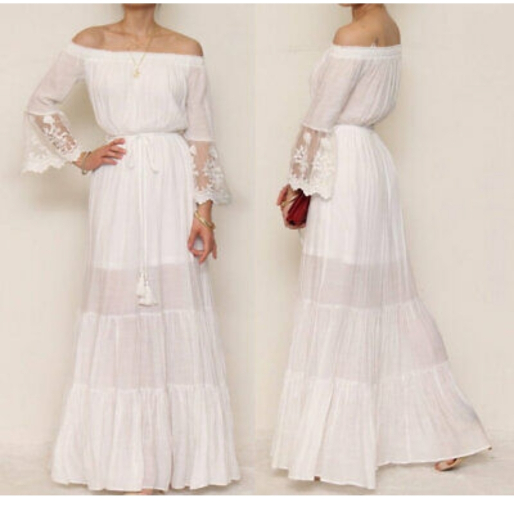 White off the shoulder maxi dress